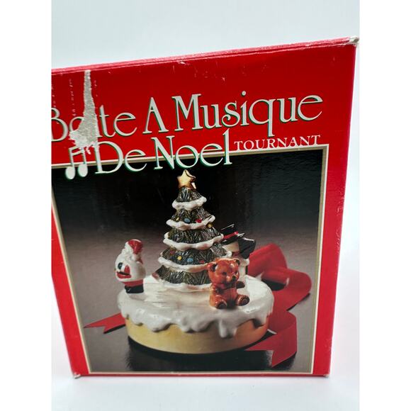Revolving Christmas music retro vintage music box tree santa snowman bear - Picture 3 of 7